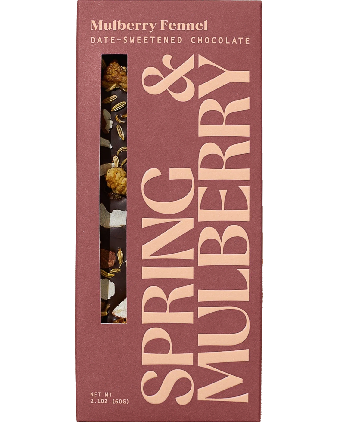 MULBERRY FENNEL DARK CHOCOLATE BAR - DATE SWEETENED