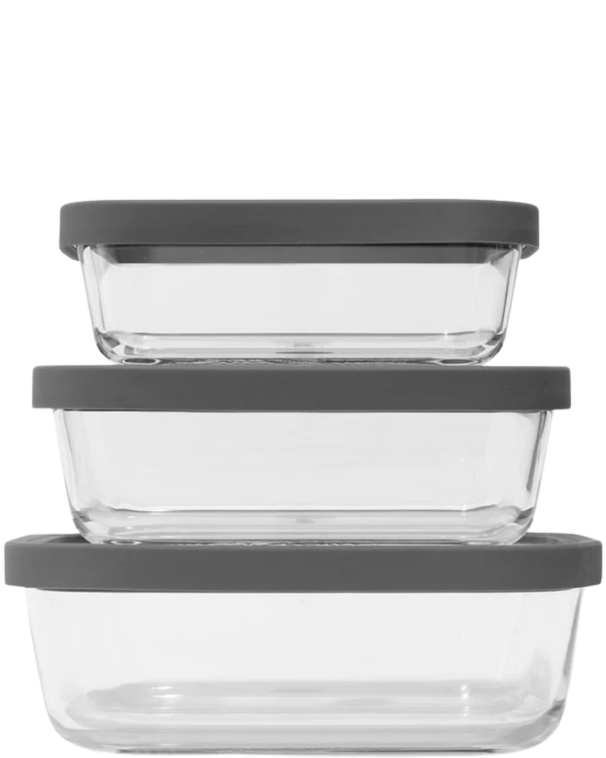ASSORTED SQUARE GLASS FOOD STORAGE CONTAINERS (Set of 3)