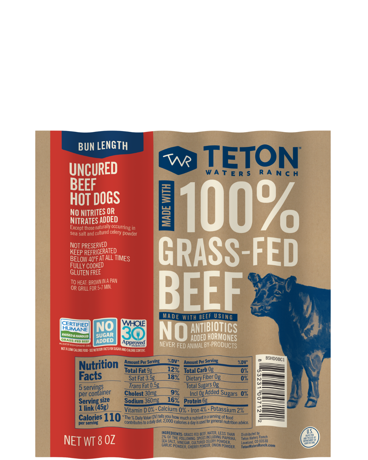 100% UNCURED GRASS-FED BEEF HOT DOGS