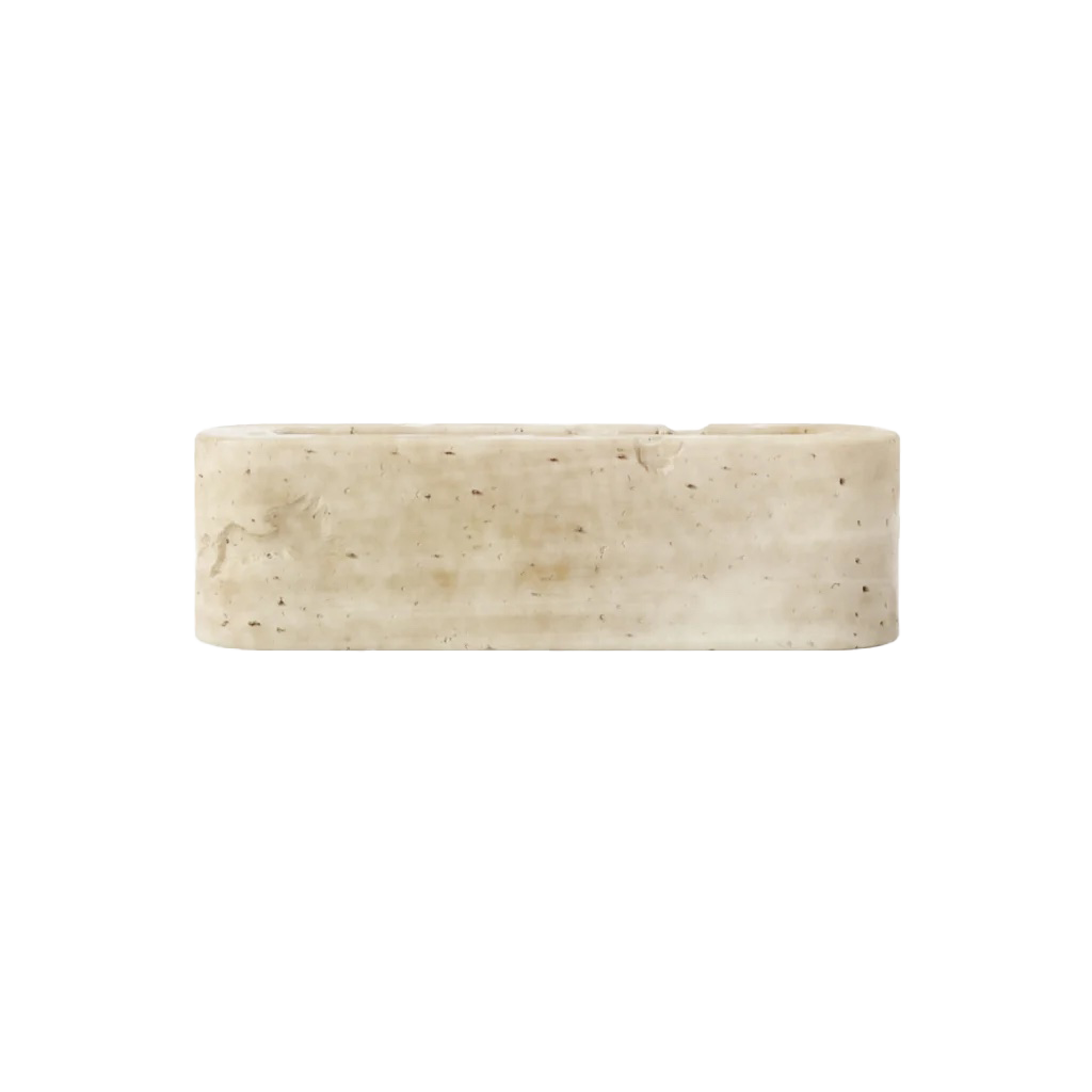 ITALIAN TRAVERTINE STONE TONGUE SCRAPER HOLDER/STAND