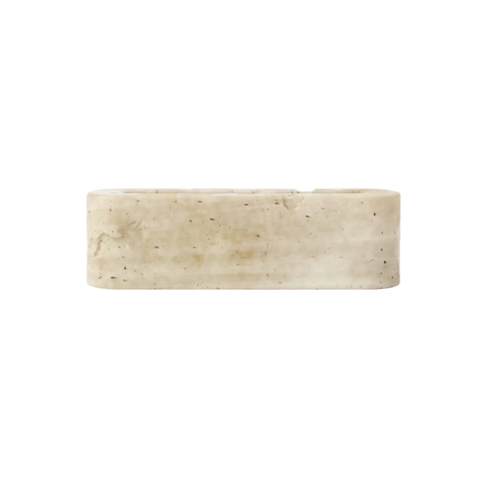 ITALIAN TRAVERTINE STONE TONGUE SCRAPER HOLDER/STAND